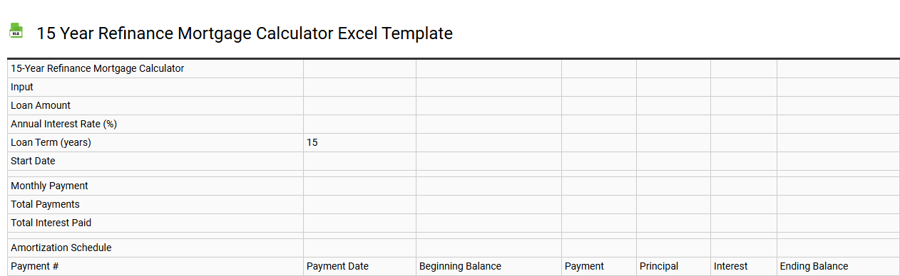 15 year refinance mortgage calculator Excel template