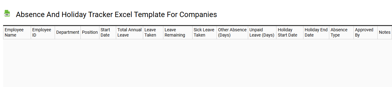 Absence and holiday tracker Excel template for companies