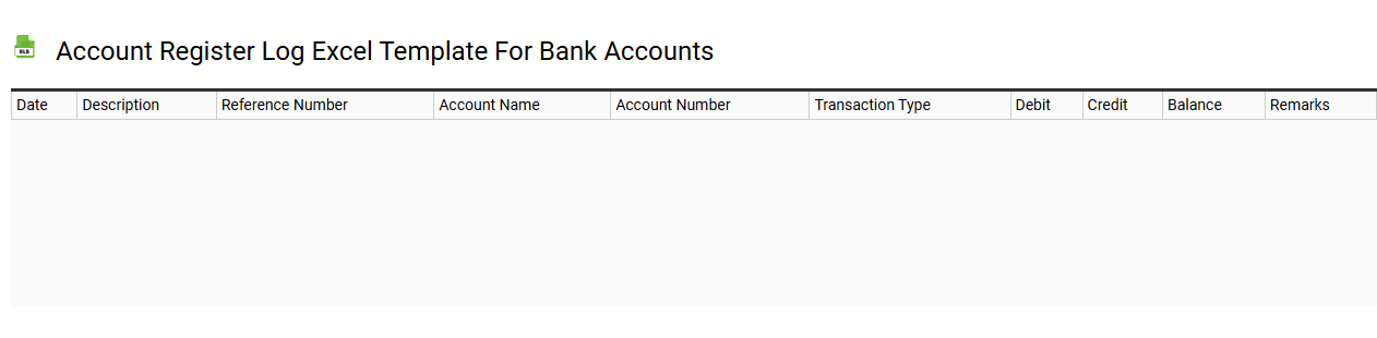 Account register log Excel template for bank accounts