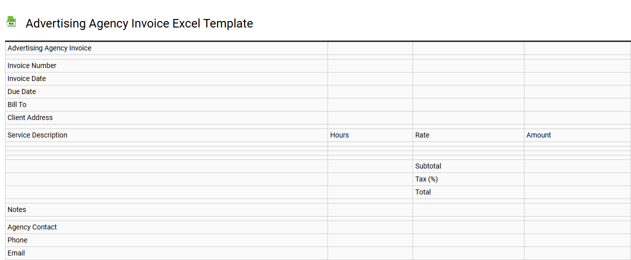 Advertising agency invoice Excel template