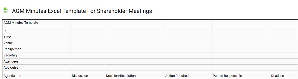 AGM minutes Excel template for shareholder meetings