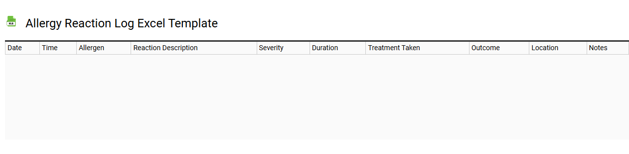 Allergy reaction log Excel template