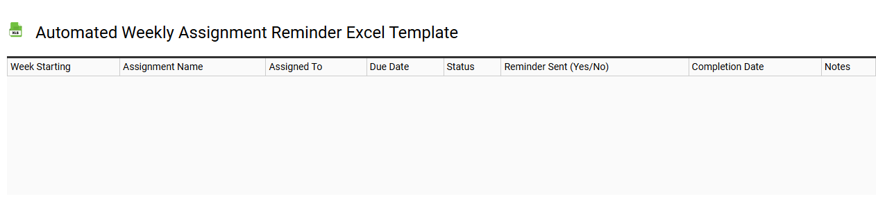 Automated weekly assignment reminder Excel template