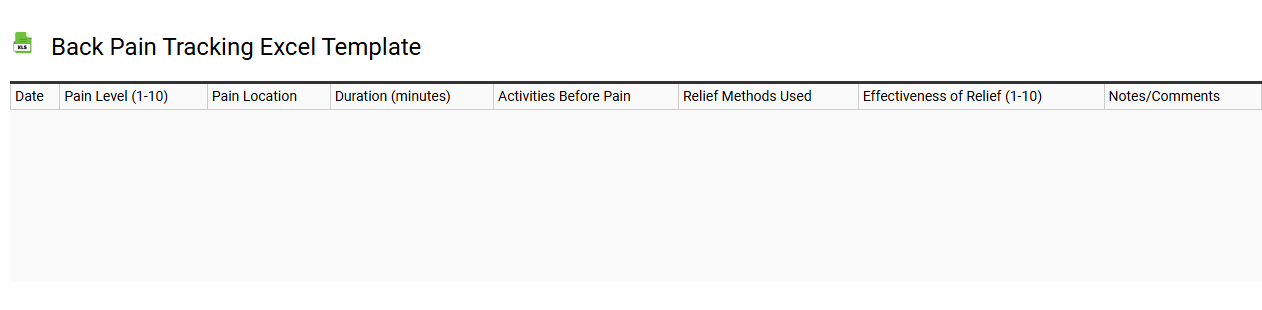 Back pain tracking Excel template