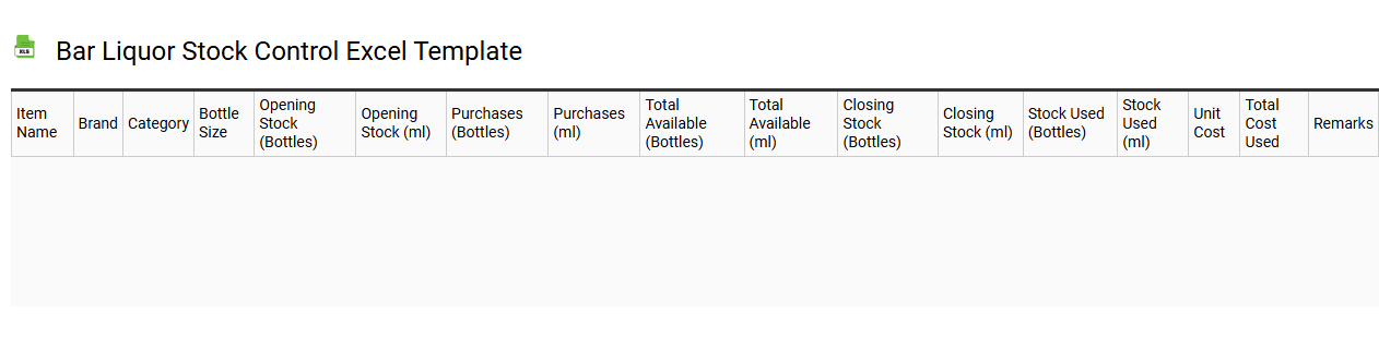 Bar liquor stock control Excel template