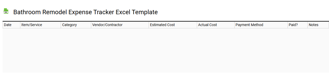 Bathroom remodel expense tracker Excel template