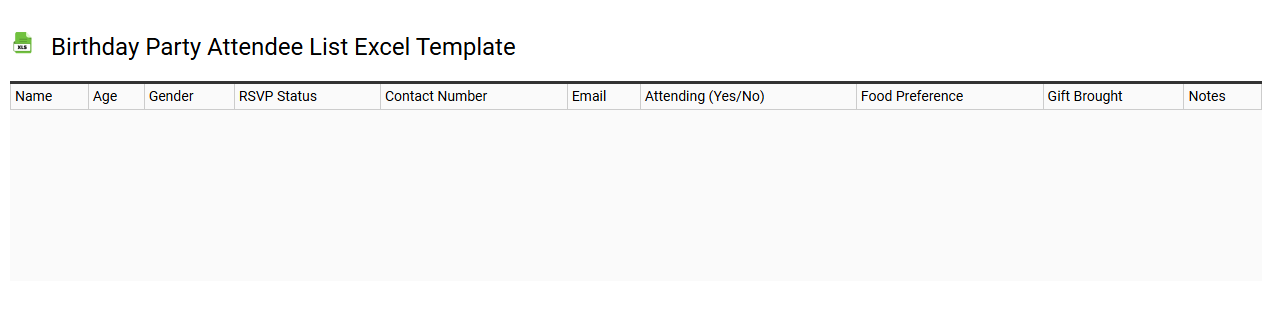 Birthday party attendee list Excel template
