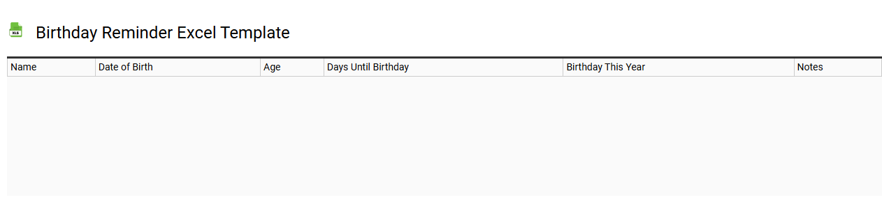 Birthday reminder Excel template