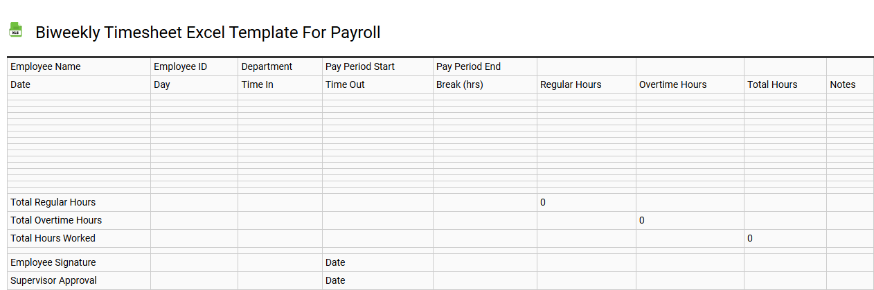 Biweekly timesheet Excel template for payroll