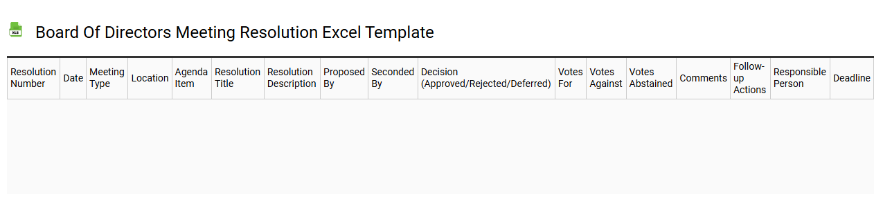 Board of directors meeting resolution Excel template