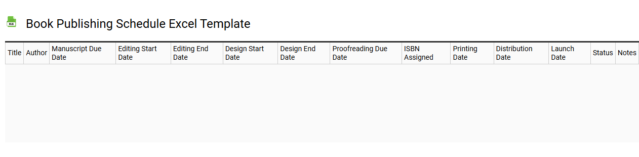 Book publishing schedule Excel template