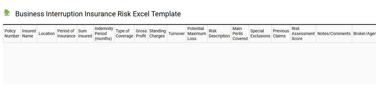 Business interruption insurance risk Excel template