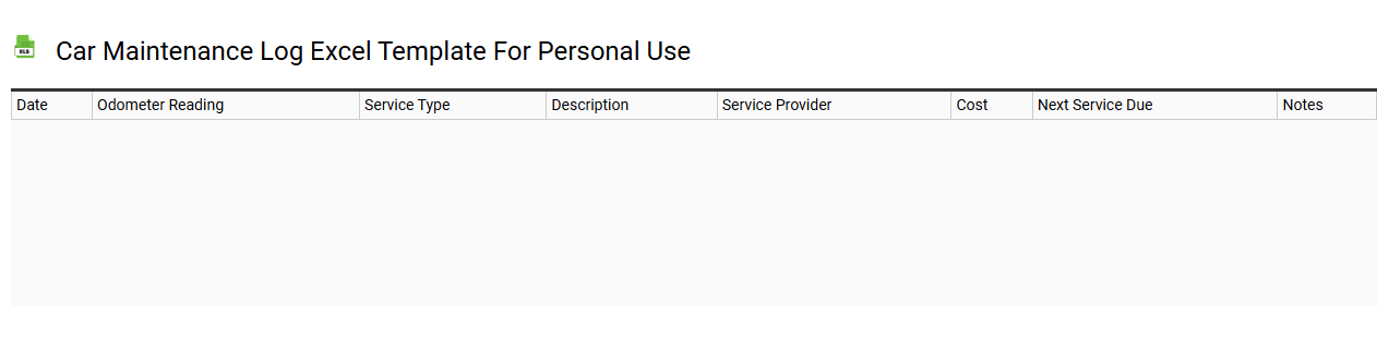 Car maintenance log Excel template for personal use