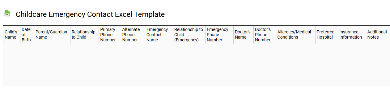 Childcare emergency contact Excel template