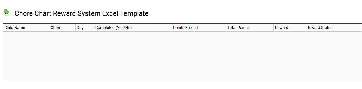 Chore chart reward system Excel template