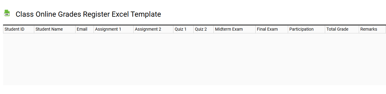 Class online grades register Excel template