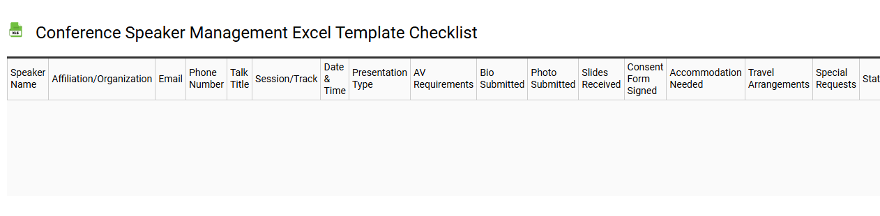 Conference speaker management Excel template checklist