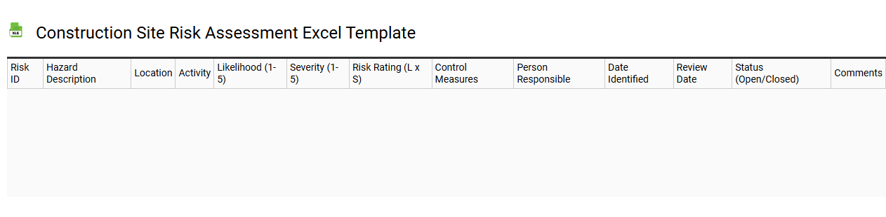 Construction site risk assessment Excel template