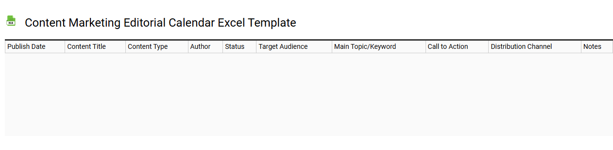 Content marketing editorial calendar Excel template