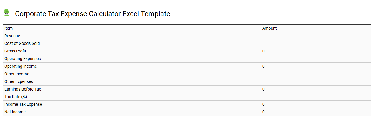 Corporate tax expense calculator Excel template