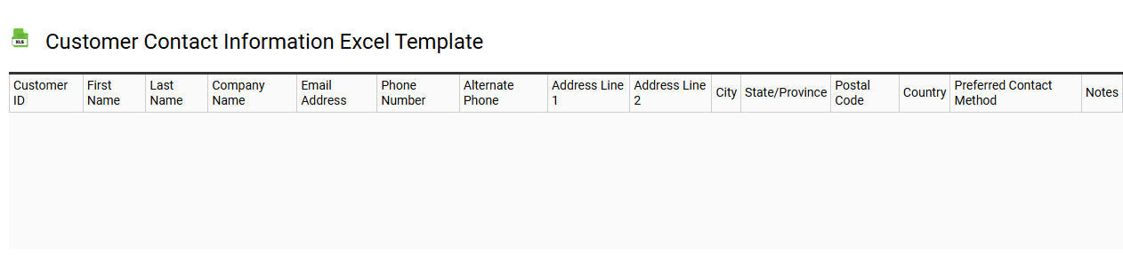 Customer contact information Excel template