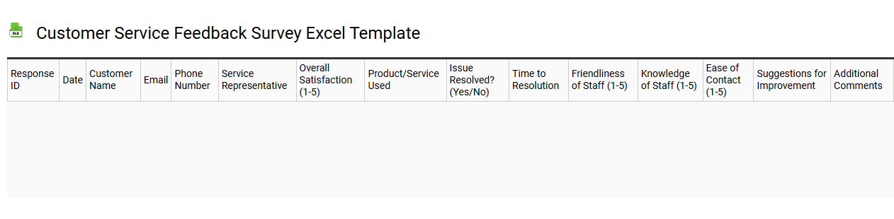 Customer service feedback survey Excel template