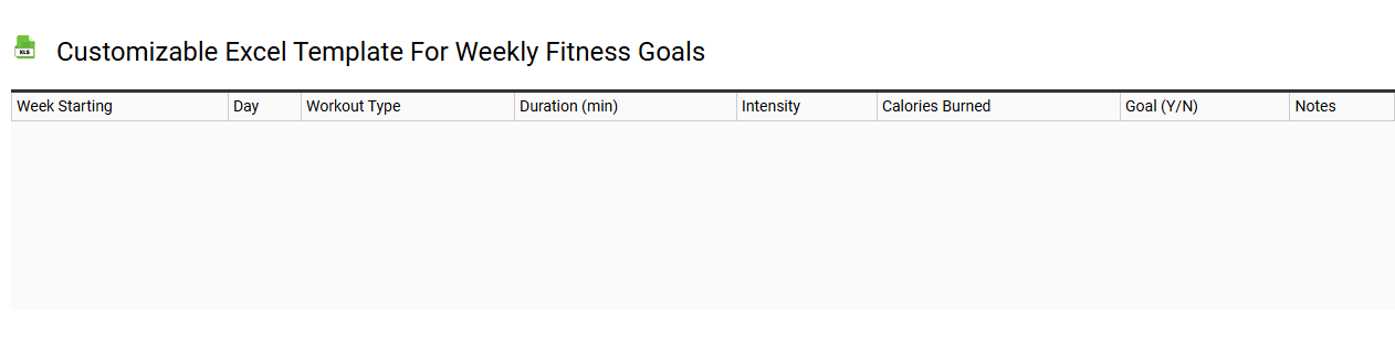 Customizable Excel template for weekly fitness goals