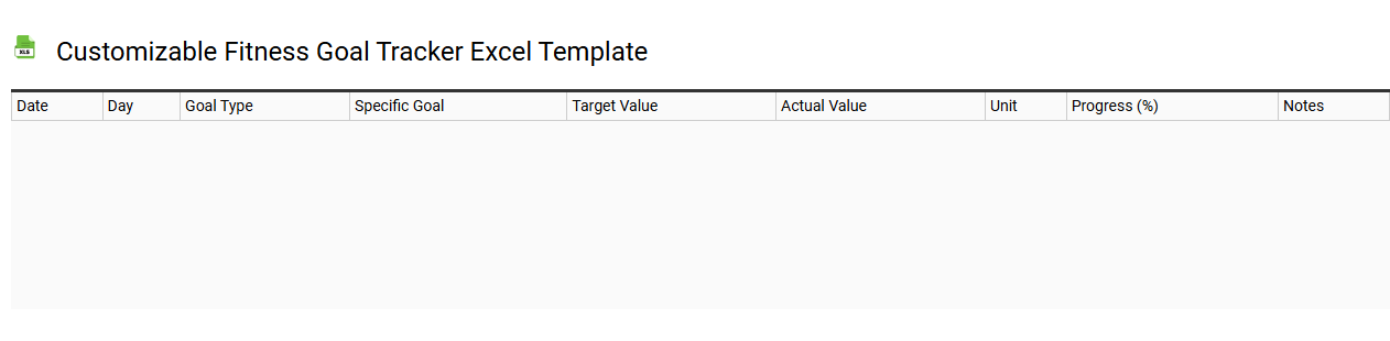 Customizable fitness goal tracker Excel template