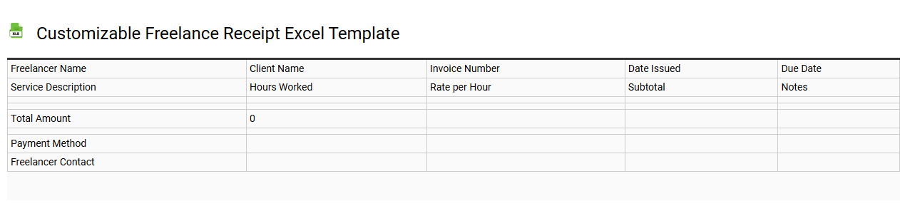 Customizable freelance receipt Excel template