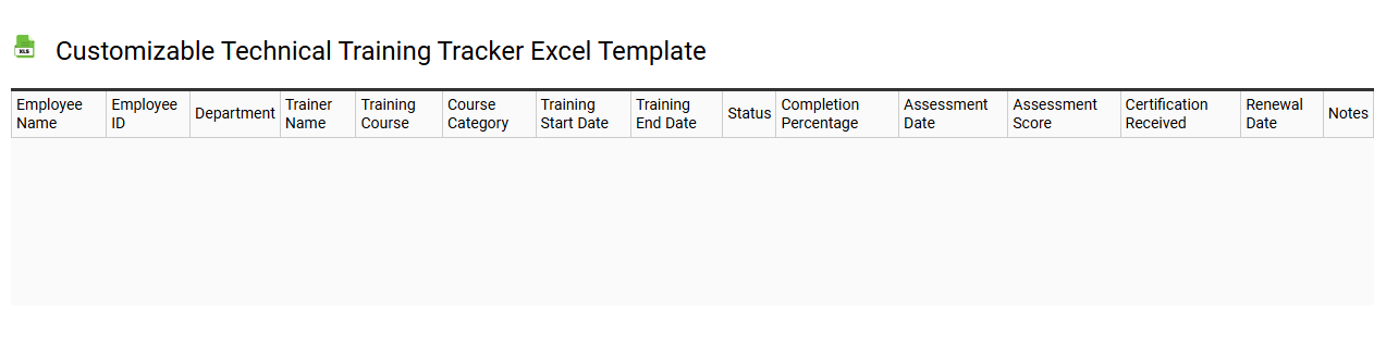 Customizable technical training tracker Excel template
