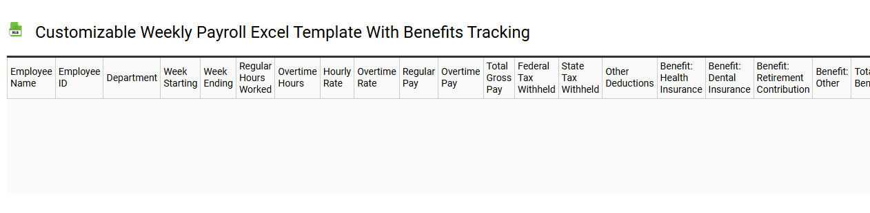 Customizable weekly payroll Excel template with benefits tracking