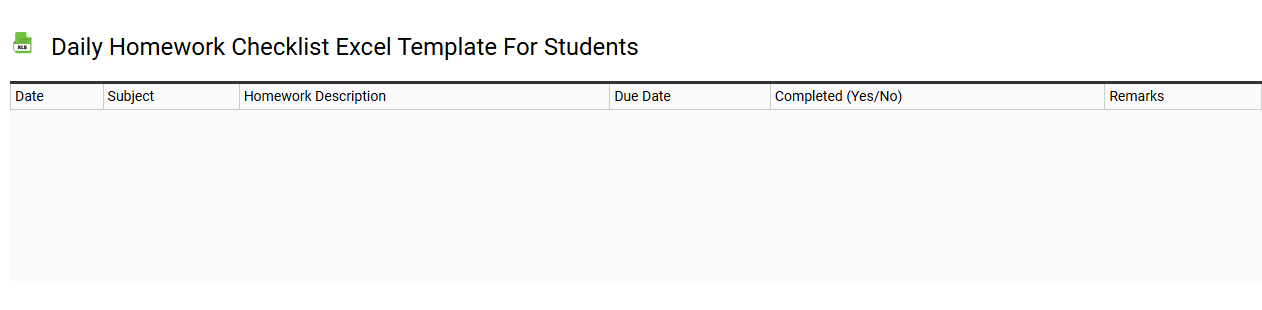 Daily homework checklist Excel template for students