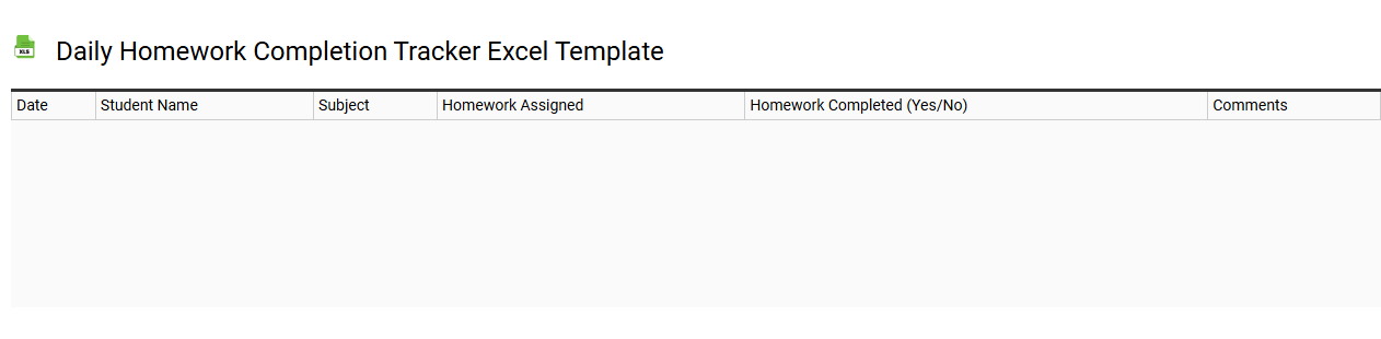 Daily homework completion tracker Excel template