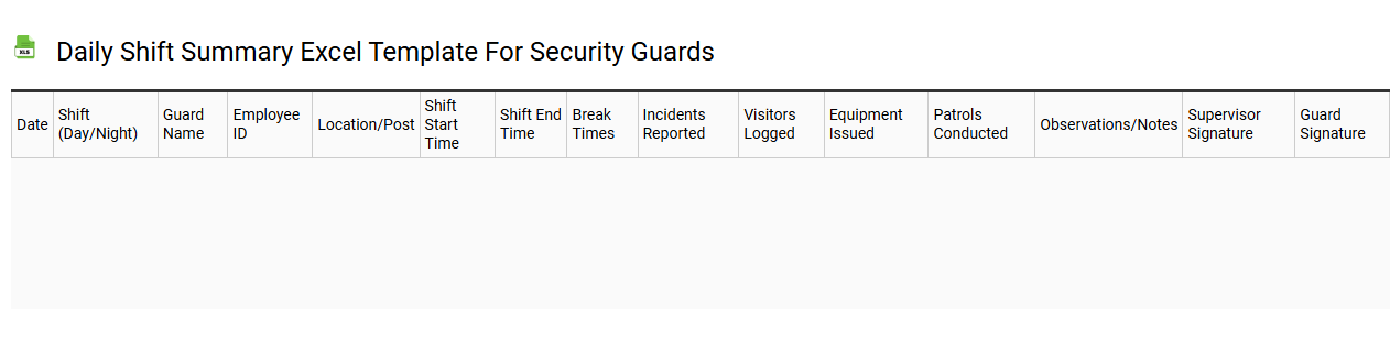 Daily shift summary Excel template for security guards