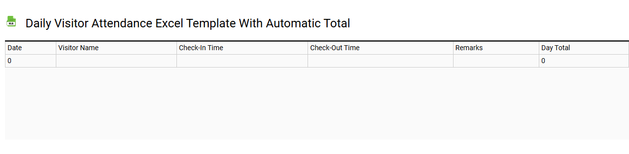 Daily visitor attendance Excel template with automatic total