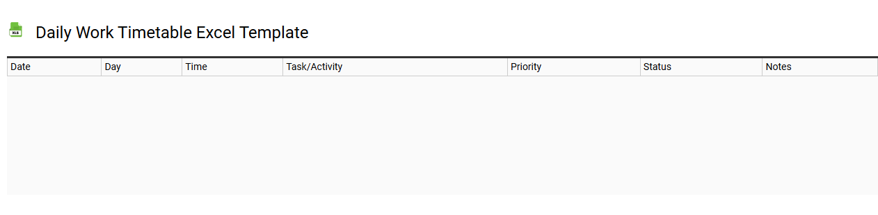 Daily work timetable Excel template