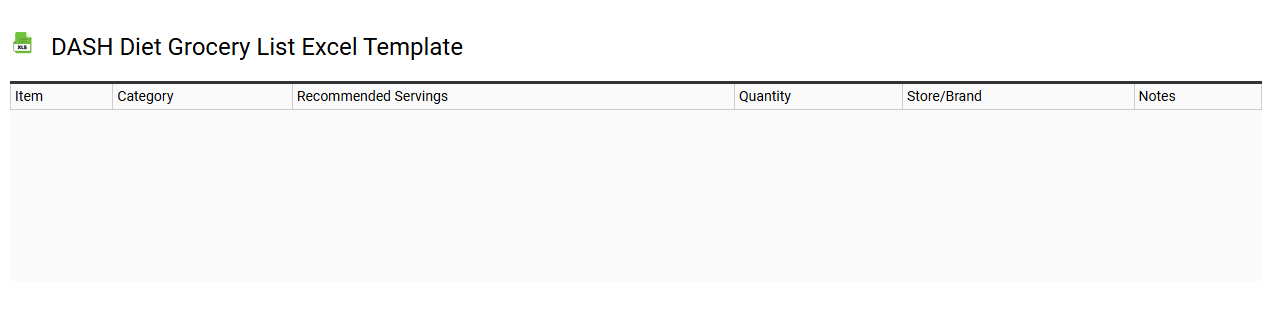 DASH diet grocery list Excel template