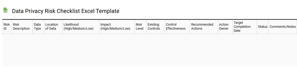 Data privacy risk checklist Excel template