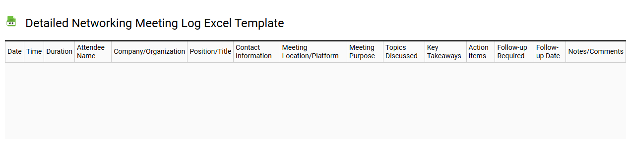 Detailed networking meeting log Excel template