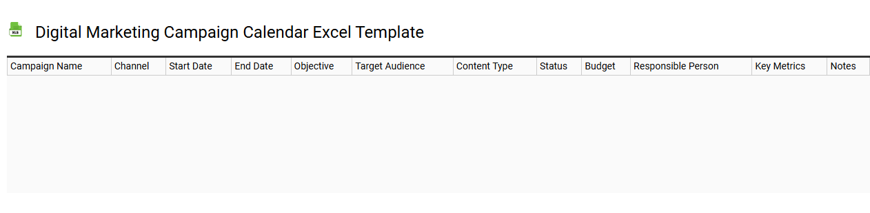 Digital marketing campaign calendar Excel template