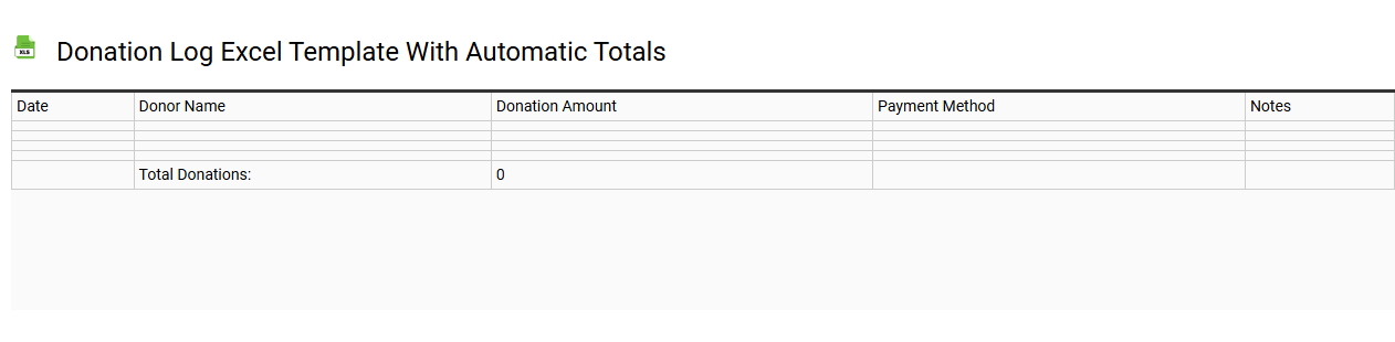 Donation log Excel template with automatic totals