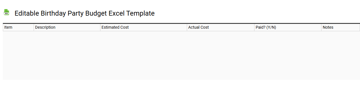 Editable birthday party budget Excel template