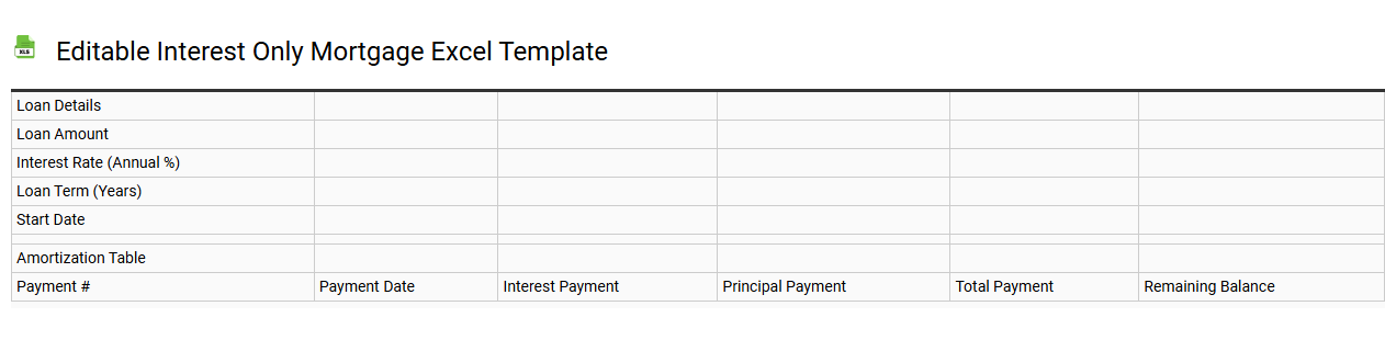 Editable interest only mortgage Excel template