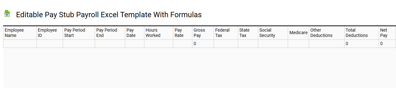 Editable Pay stub payroll Excel template with formulas