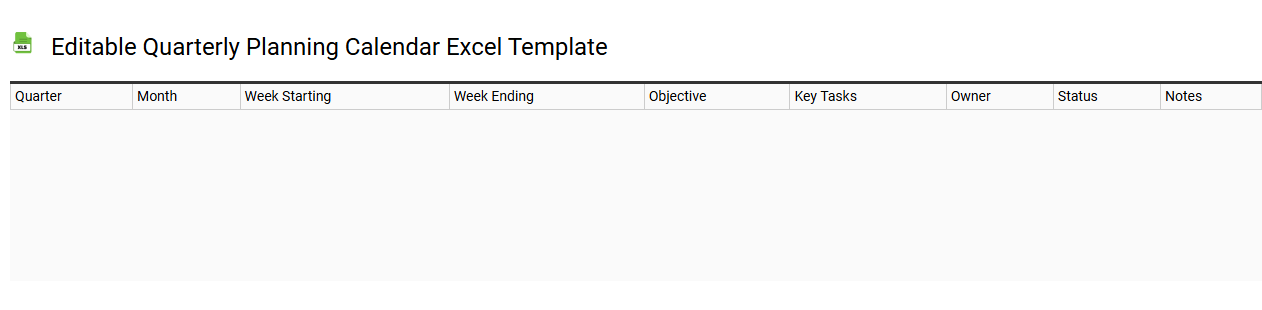 Editable quarterly planning calendar Excel template