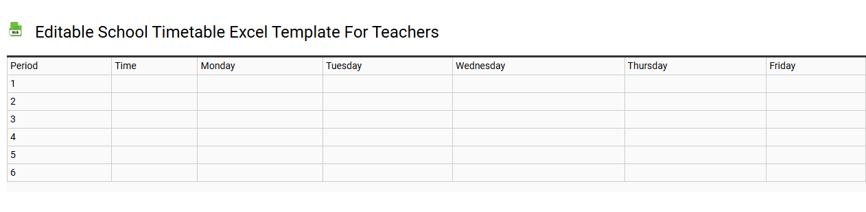 Editable school timetable Excel template for teachers