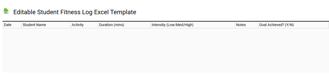 Editable student fitness log Excel template