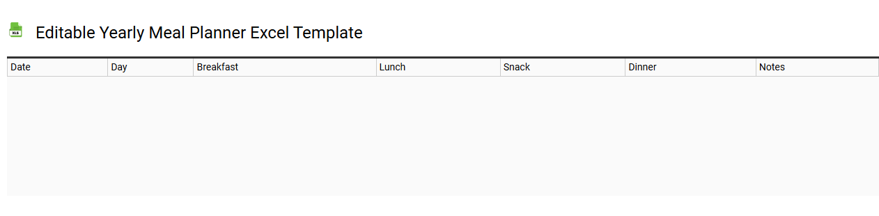 Editable yearly meal planner Excel template