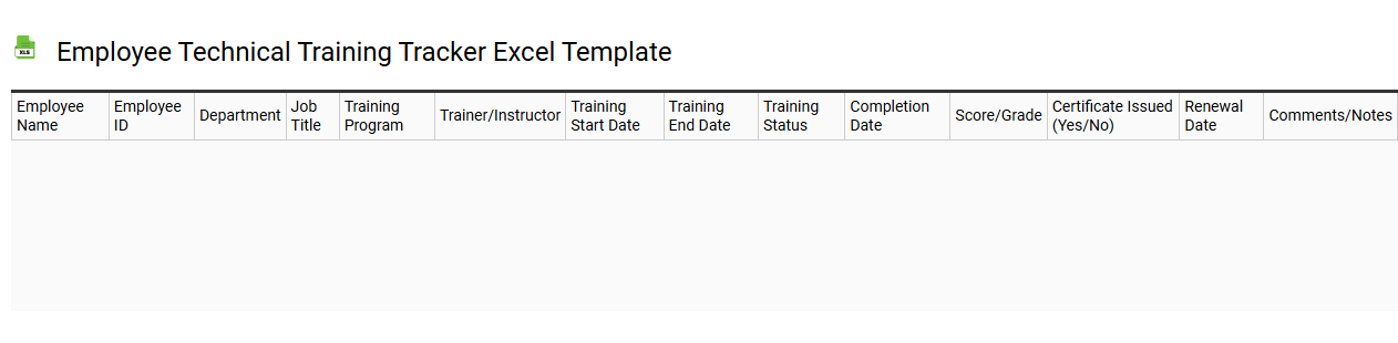 Employee technical training tracker Excel template