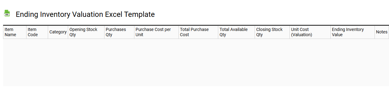 Ending inventory valuation Excel template